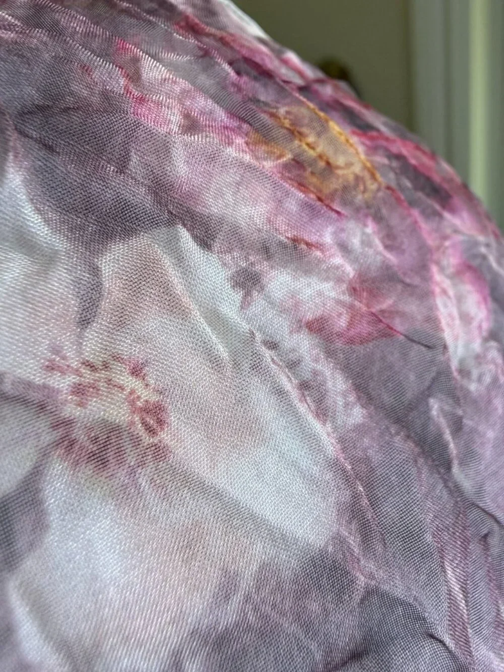 Desigual Sheer Top Muted Floral Textured Arty Pattern Blush Burgundy (M)